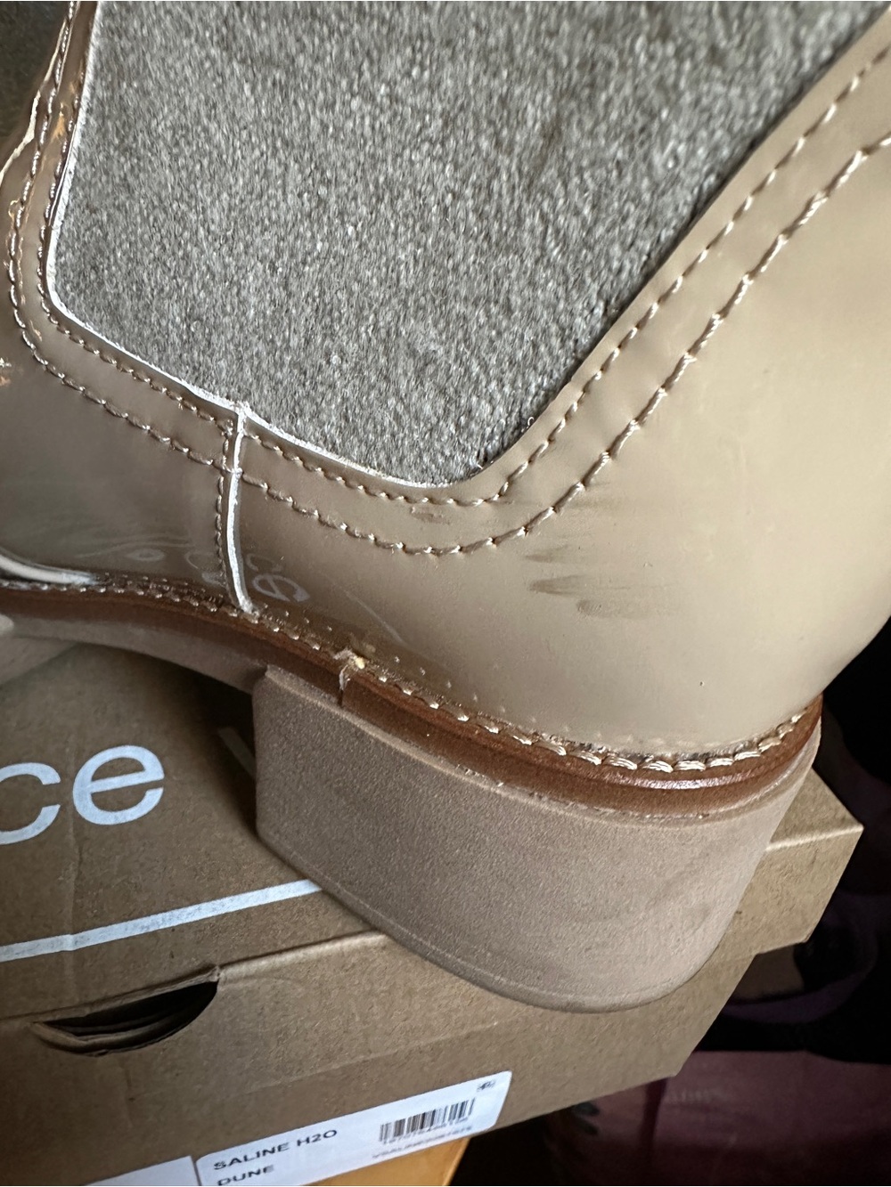 SUPER comfy Dolce Vita Patent & Knit Platform Ankle Boots - Picture 6 of 8